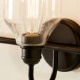 Avery 24 In 3-Lights Bathroom Vanity Light With Clear Fluted Glass, Black Finish Cheap