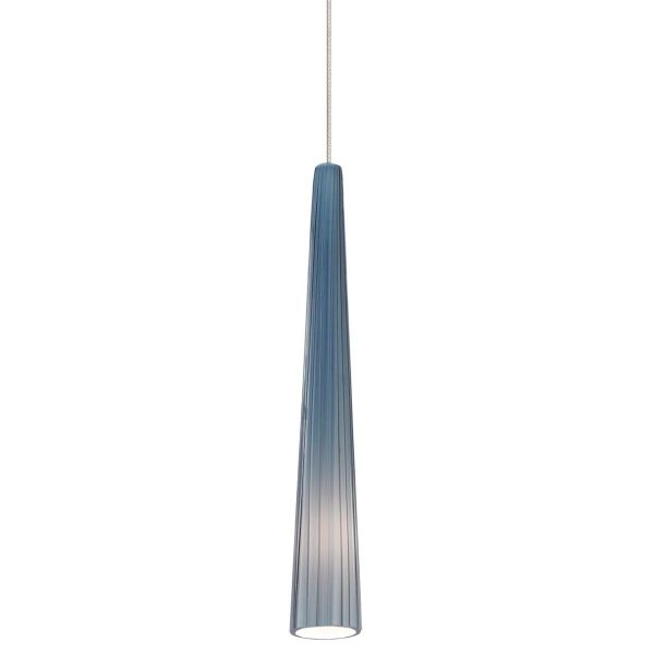 Zenith 3 in. Halogen Pendant Light MP Steel Blue Glass Bronze Finish For Discount