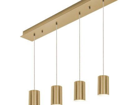 Tyke 36 in. 4 Lights Pendant Light Satin Brass Finish For Cheap