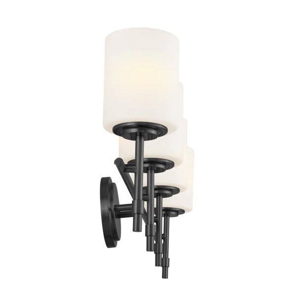 Ali 33 In 4-Lights Bathroom Vanity Light With Satin Etched Cased Opal, Black Finish Online