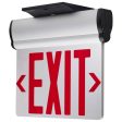 Edge-Lit LED Exit Sign, Single face with Red Letters, Silver Finish, Battery Included, Top Back End Mount Discount