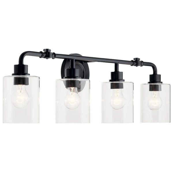 Gunnison 34 In 4-Lights Bathroom Vanity Light, Black Finish For Cheap