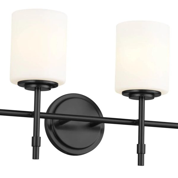 Ali 33 In 4-Lights Bathroom Vanity Light With Satin Etched Cased Opal, Black Finish Online