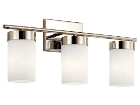 Ciona 24 In 3-Lights Bathroom Vanity Light With Satin Etched Cased Opal Glass, Silver Finish Online now