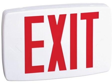 LED Exit Sign, Universal Face with Red Letters, White Finish For Sale