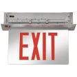 Edge-Lit LED Exit Sign, Single face with Red Letters, Mirror Panel Finish, Battery Backup Included Online Hot Sale