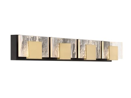 Kasha 4 Lights 37 in. LED Vanity Light Black & Brass Finish Fashion