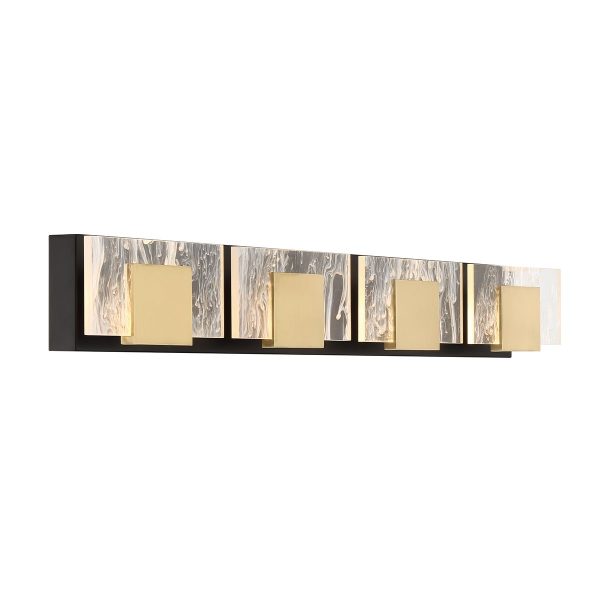 Kasha 4 Lights 37 in. LED Vanity Light Black & Brass Finish Fashion