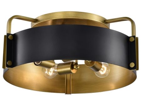 Altos 18 in. 4 lights Semi-flush Mount Light Matte Black and Natural Brass Finish For Discount