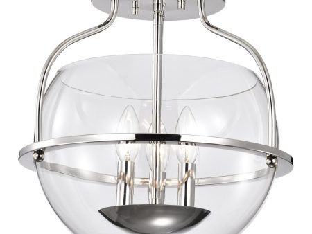 Amado 14 in. 3 lights Semi-flush Mount Light Polished Nickel Finish Hot on Sale