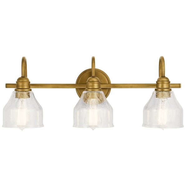 Avery 24 In 3-Lights Bathroom Vanity Light With Clear Fluted Glass, Gold Finish For Discount