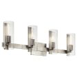 Jemsa 32 In 3-Lights Bathroom Vanity Light With Clear Fluted Glass, Brushed Nickel Finish Fashion