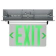 Edge-Lit LED Exit Sign, Single face with Green Letters, Clear Panel Finish, Battery Included Sale