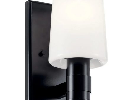 Adani 8  1-Light Wall Sconce With Opal Glass, Black Finish For Sale