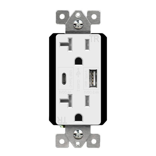 20 Amp Tamper-Resistant Duplex Receptacle with 5.8A USB-A C Outlet w Interchangeable Cover Cheap