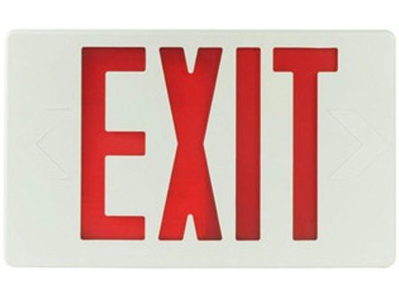 LED Exit Sign, Double Face with Red Letters, White Finish, Battery Backup Included Online Sale