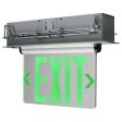 Edge-Lit LED Exit Sign, Single face with Green Letters, Clear Panel Finish, Battery Included Sale