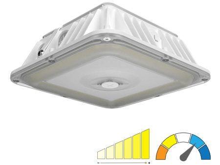 LED Canopy Light, 4500 Lumens, 30 Watts, 30K 40K 50K, 120-277V, Vandal Proof, White Finish Online Hot Sale