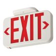 LED Exit Sign, Universal Face with Red Green Letters, White Finish Cheap