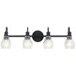 Greenbrier 34 In 4-Lights Bathroom Vanity Light With Clear Seeded Glass, Black Finish Discount