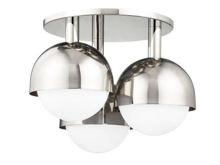 Foster 19 in. 3 lights Semi flush Mount Light Polished Nickel finish on Sale