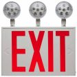 LED Combo Exit Sign, Dual face with Red Letters, White Finish, Battery Included, Tri Head Lights Online Hot Sale