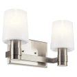 Adani 14 In 2-Lights Bathroom Vanity Light With Opal Glass, Brushed Nickel Finish Sale