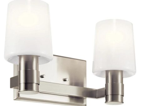 Adani 14 In 2-Lights Bathroom Vanity Light With Opal Glass, Brushed Nickel Finish Sale