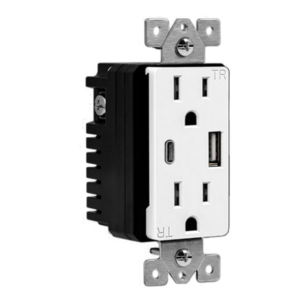 15 Amp Tamper-Resistant Duplex Receptacle with 5.8A USB-A C Outlet, White on Sale