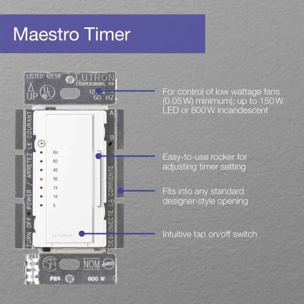 Maestro Timer Switch 60-Minute Countdown 150-Watts 5-Amp Single Pole Multi-Location Black Fashion