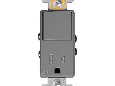 15 Amp Single Pole Light Switch and Tamper-Resistant Receptacle, Gray Online Sale