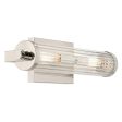 Azores 16 In 2-Lights Bathroom Vanity Light With Clear Fluted Glass, Silver Finish Online Sale