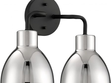 Sloan 14 in. 2 Lights Vanity Light Black and Nickel Finish Fashion