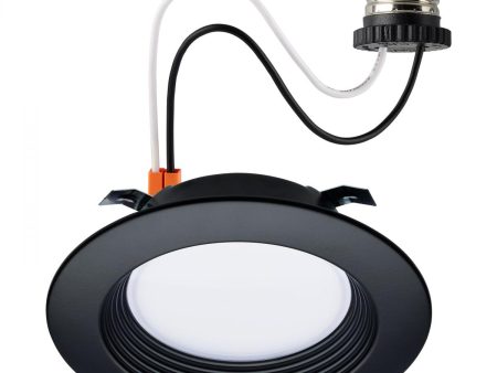 4 inch Retrofit LED Can Light, 7 Watts, 600 Lm, Selectable 2700K to 5000K, Black Baffle Trim Supply