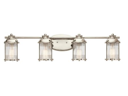 Ashland Bay 34 In 4-Lights Bathroom Vanity Light With Clear Seeded Glass, Silver Finish Hot on Sale