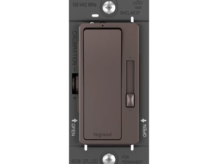 radiant Decora Slider Dimmer Switch, 450-Watt LED, Single Pole or 3-Way, Brown For Sale