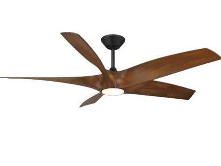 Zephyr 5-Blade 62 Inch Black and Koa Outdoor CCT LED Smart Ceiling Fan Cheap