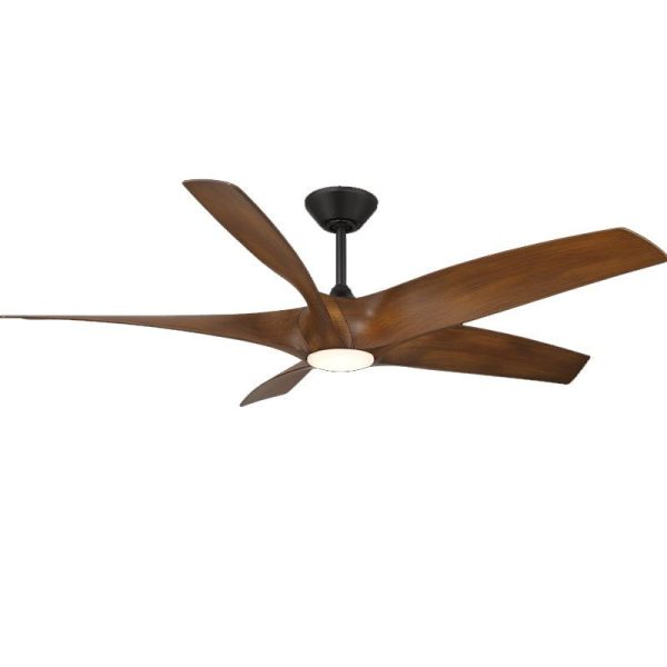 Zephyr 5-Blade 62 Inch Black and Koa Outdoor CCT LED Smart Ceiling Fan Cheap