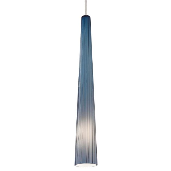 Zenith 4 in. Halogen Pendant Light MP Steel Blue Glass Nickel Finish For Discount