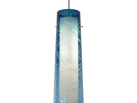 Spun 5 in. LED Pendant Light 4000K Satin Nickel Finish, 120V Steel Blue Shade For Sale