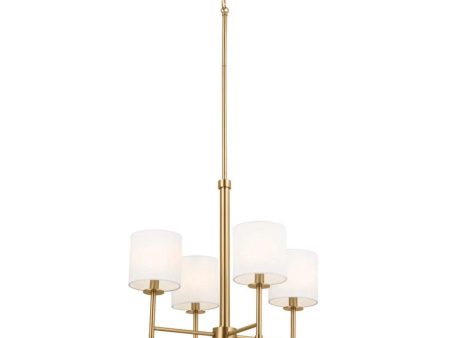 Ali 20  4-Light Chandelier with Fabric Drum Shade, Brushed Natural Brass Finish Sale