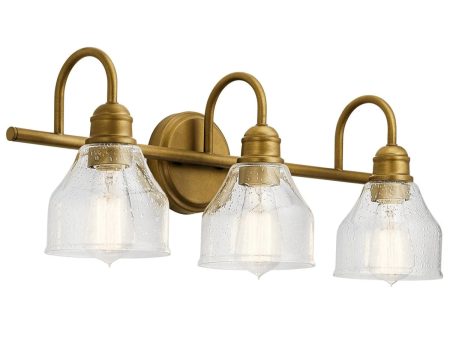 Avery 24 In 3-Lights Bathroom Vanity Light With Clear Fluted Glass, Gold Finish For Discount