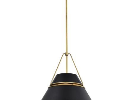 Adina 18 in. 3 lights Pendant Light Matte Black and Natural Brass Finish Discount