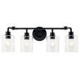 Gunnison 34 In 4-Lights Bathroom Vanity Light, Black Finish For Cheap