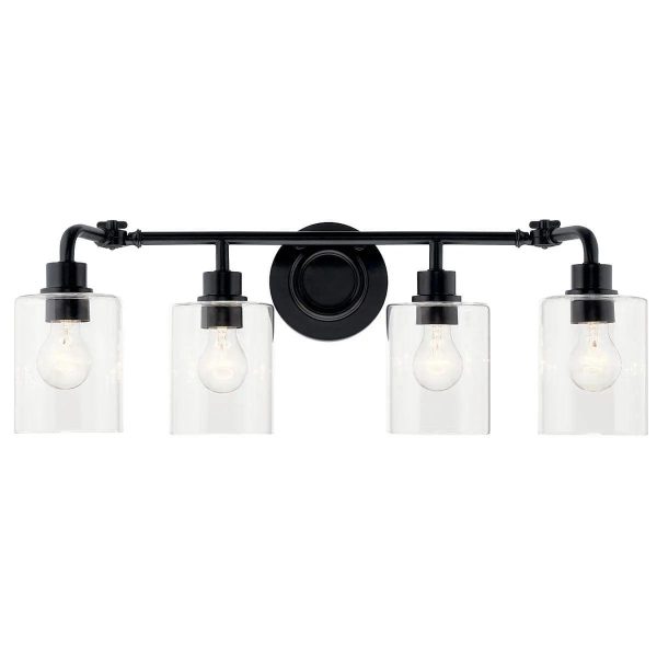 Gunnison 34 In 4-Lights Bathroom Vanity Light, Black Finish For Cheap