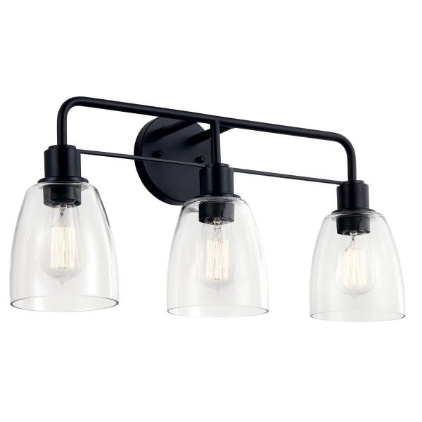 Meller 24 In 3-Lights Bathroom Vanity Light, Black Finish Fashion