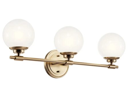 Benno 25 In 3-Lights Bathroom Vanity Light With Opal Glass, Bronze Finish Discount