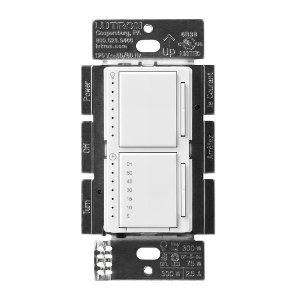 Maestro LED+ Dual Dimmer and Timer Switch, Single Pole, White Sale