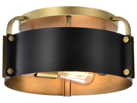 Altos 14 in. 3 lights Semi-flush Mount Light Matte Black and Natural Brass Finish Online Hot Sale