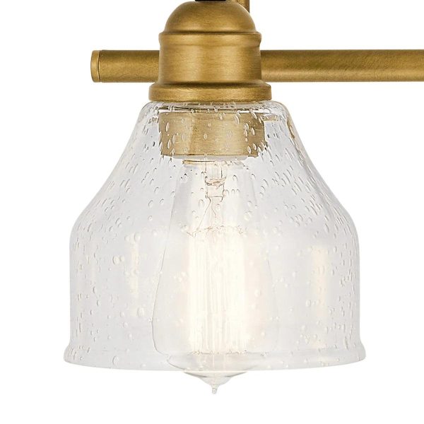 Avery 34 In 4-Lights Bathroom Vanity Light With Clear Fluted Glass, Gold Finish Online now